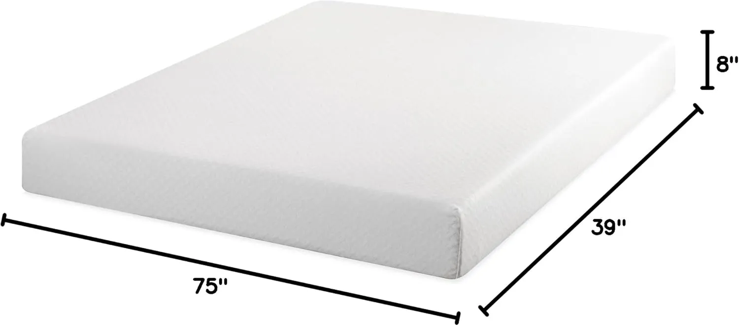 ZINUS 8 Inch Green Tea Cool Feel Memory Foam Mattress, Twin, Mattress in A Box with Compact WONDERBOX Packaging, CertiPUR-US Certified